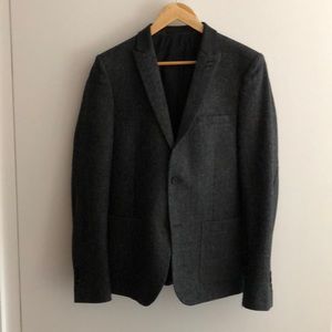 The Kooples wool/leather herringbone blazer
